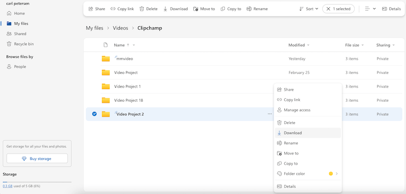 recover clipchamp onedrive
