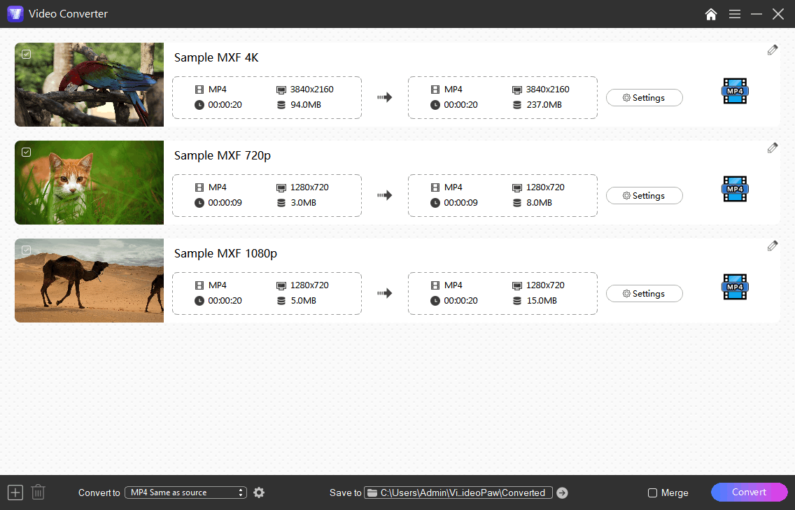 add MXF file to the converter
