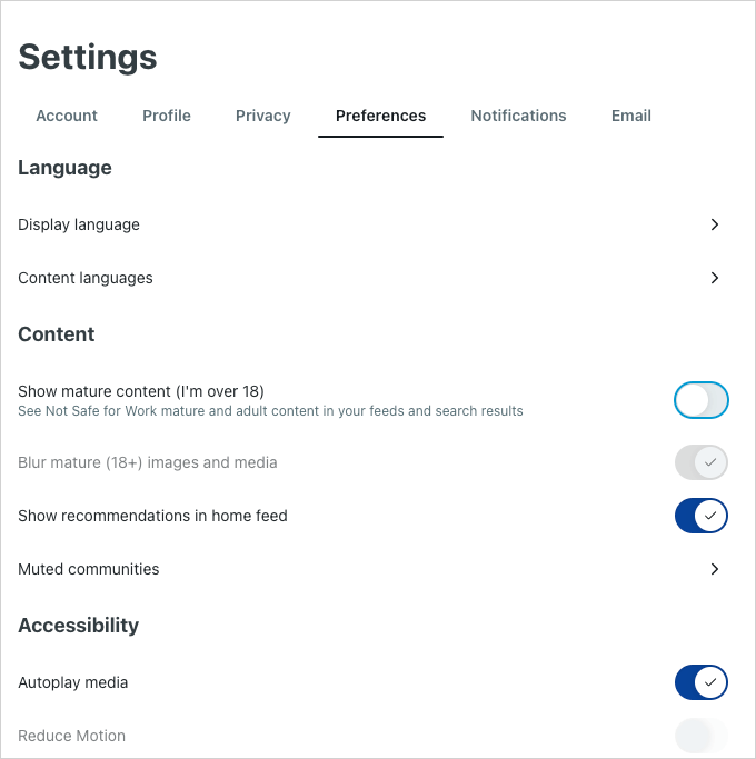 preferences tab