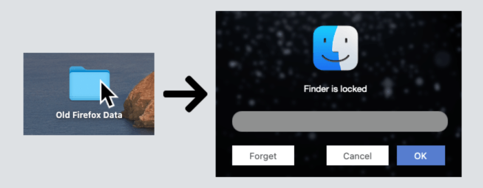 clicking the icon of a folder on Desktop bringing up the lock screen