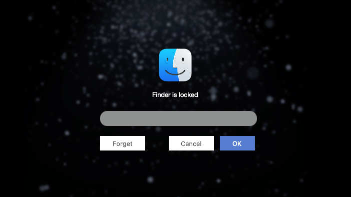 the lock screen saying that Finder is locked