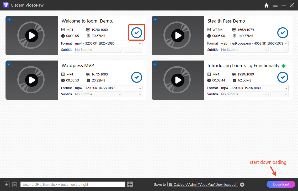 Loom videos downloaded