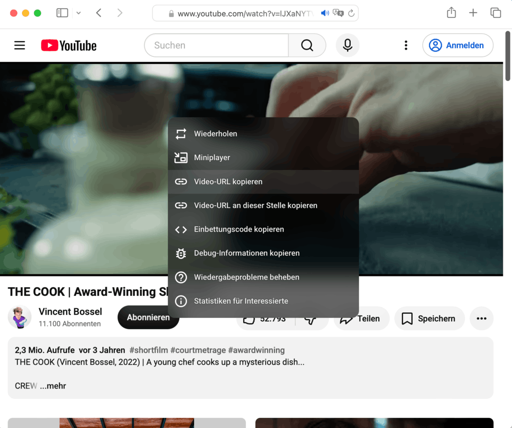 copy video link from Safari