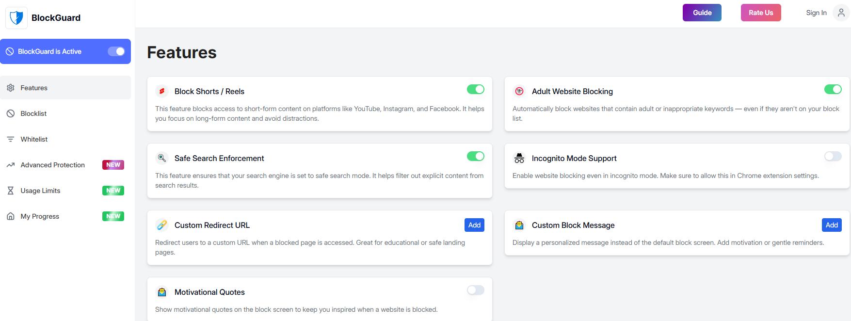 click Features