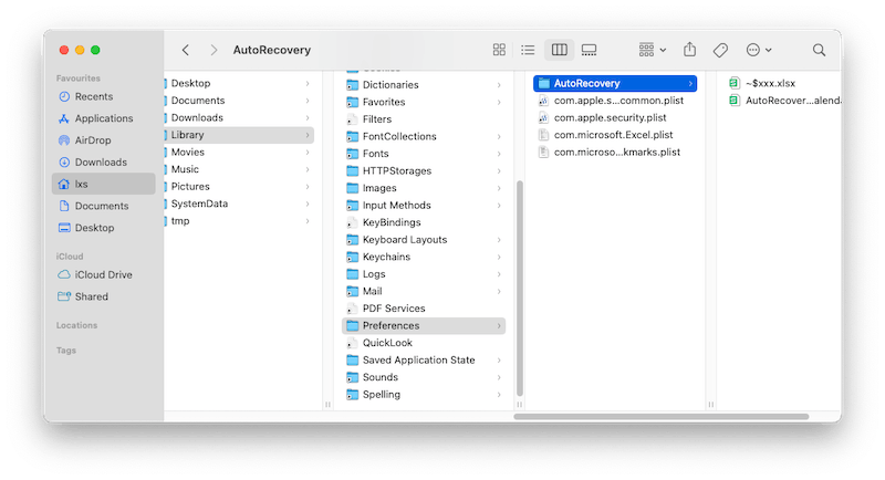 auto recovered excel mac