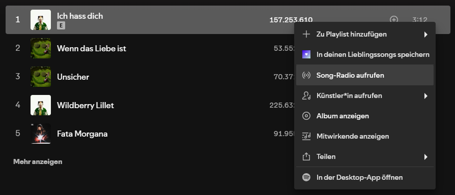 find similar tracks on Spotify using Start Radio feature