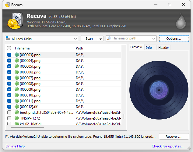 recover files