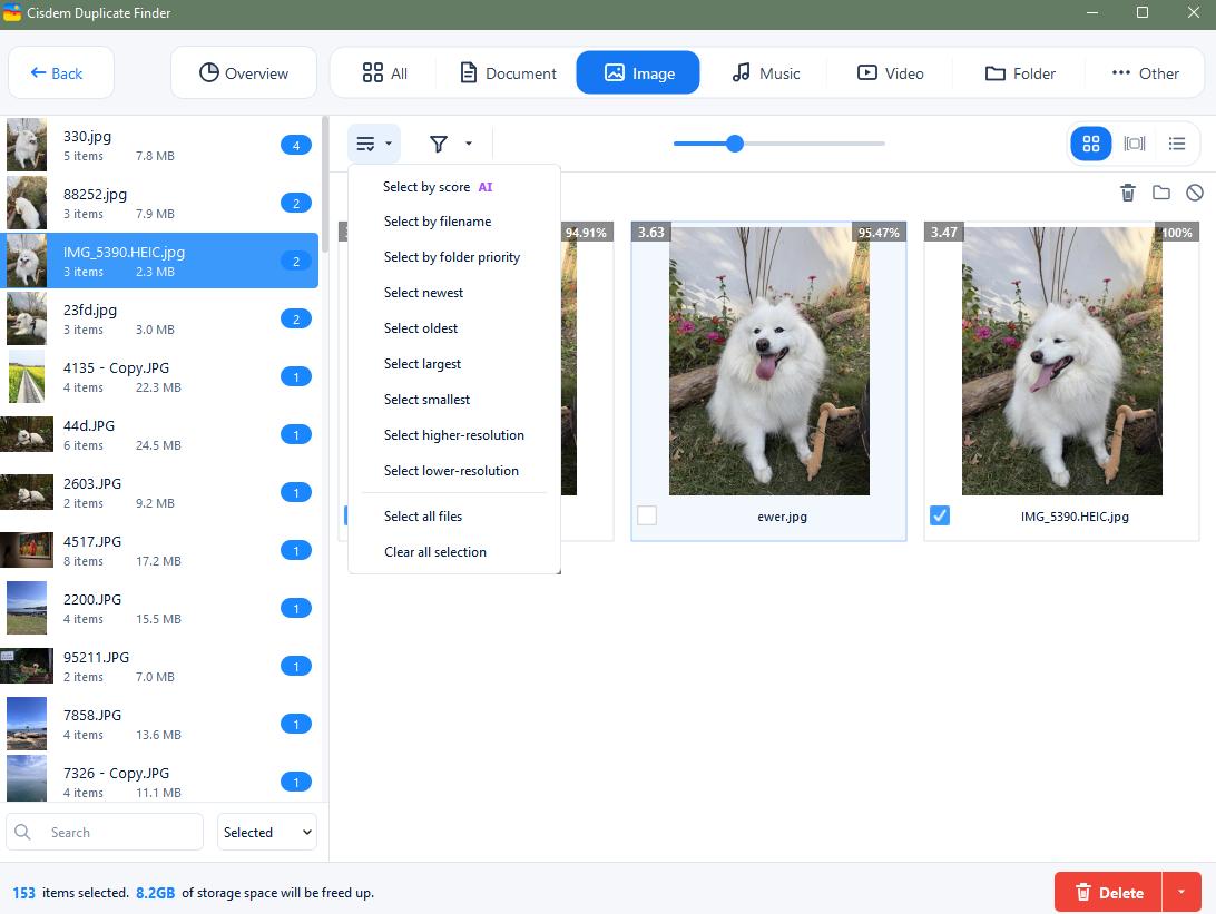 Cisdem Duplicate Finder finds duplicate and similar images