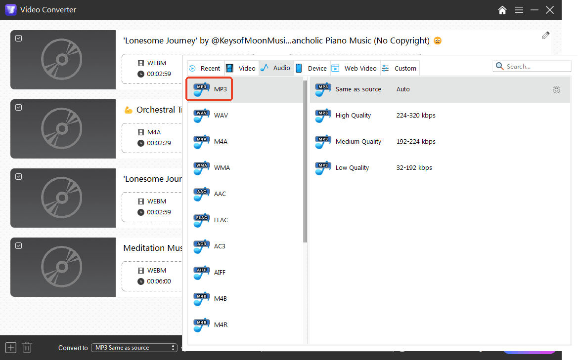 convert youtube video to mp3 in batch