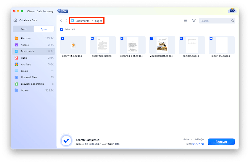 recover pages mac
