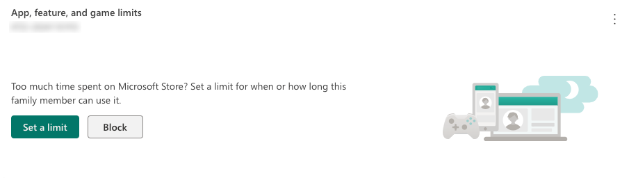 two buttons: Set a limit, and Block