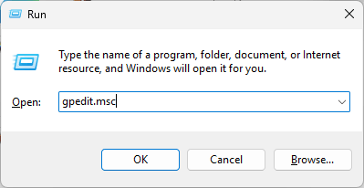 the Run dialog