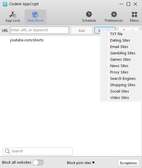 add youtube.com/shorts