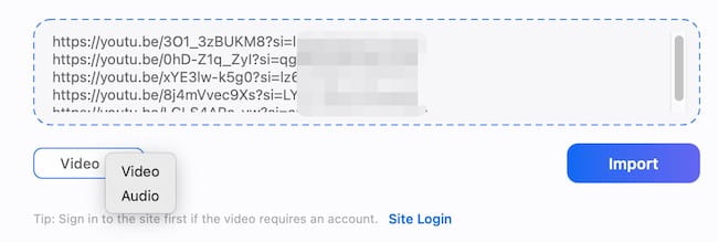 parse multiple video or audio links