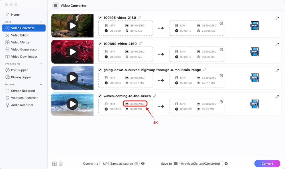 import 4k videos