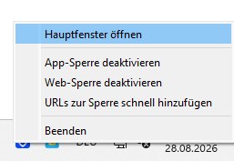 "Hauptfenster öffnen" auswählen