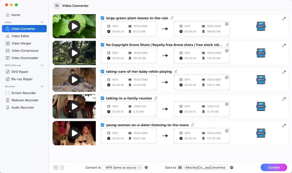 choose files for conversion