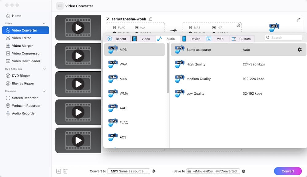 choose output format