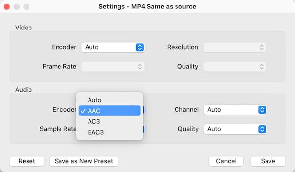 reconfigure the encoding file parameters