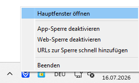 Wählen Sie „Hauptfenster öffnen“