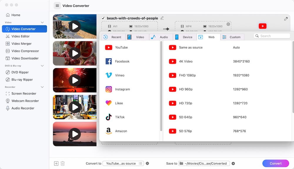 convert videos to youtube format