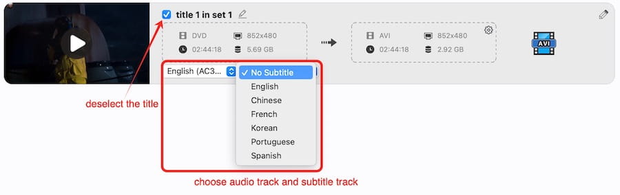 choose audio track and language