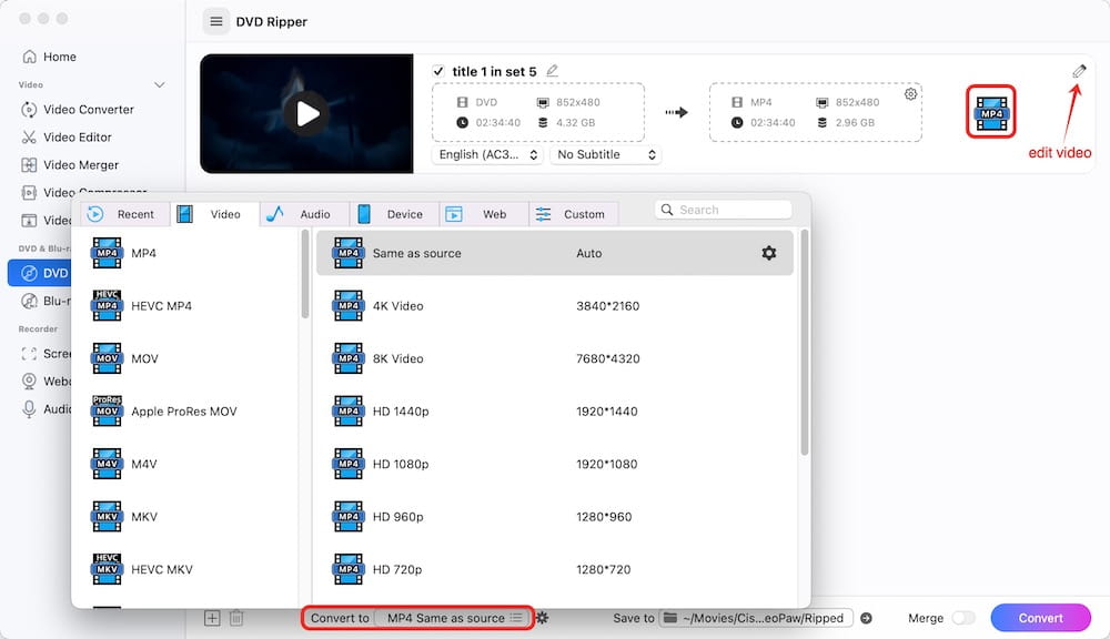 choose format for dvd videopaw