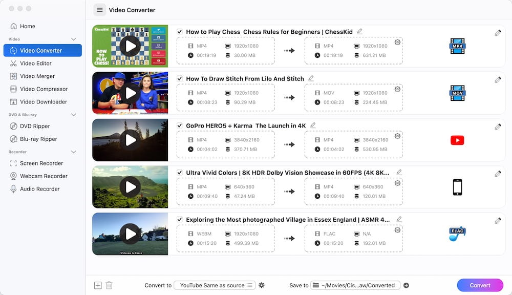 convert 1080p youtube to other formats
