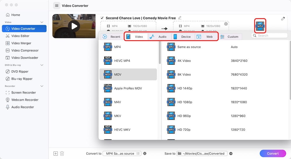 convert movies to compatible format