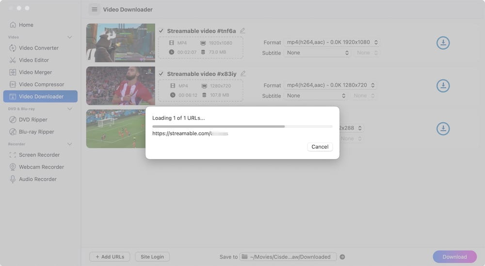 parse streamable video link