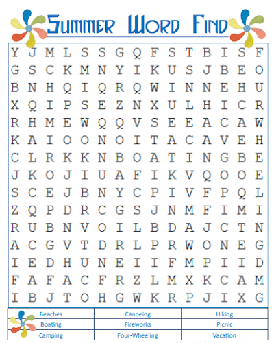summer word search