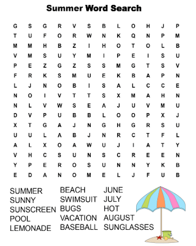 summer word search 13