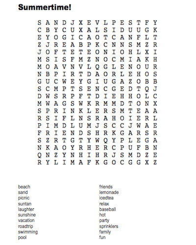 summer word search 24