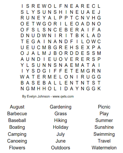summer word search 25
