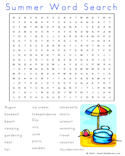 summer word search 27