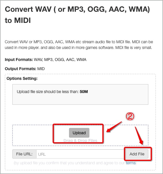 Convert MP3 to MIDI Online Step Two