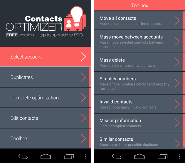 clean up contacts android