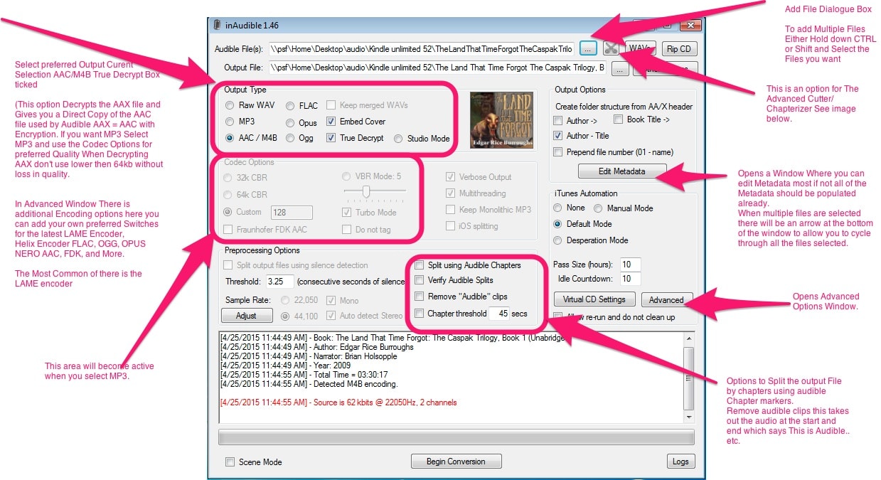 Convert Audible AAX Audiobook to Chaptered MP3 with inAudible 02