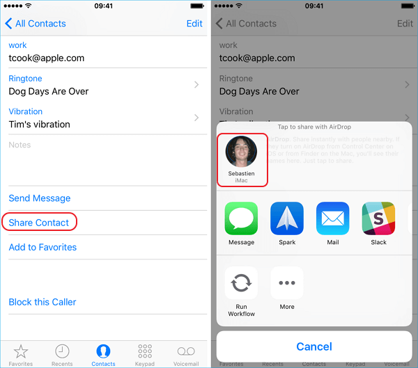 import contacts to Mac from iPhone vis AirDrop