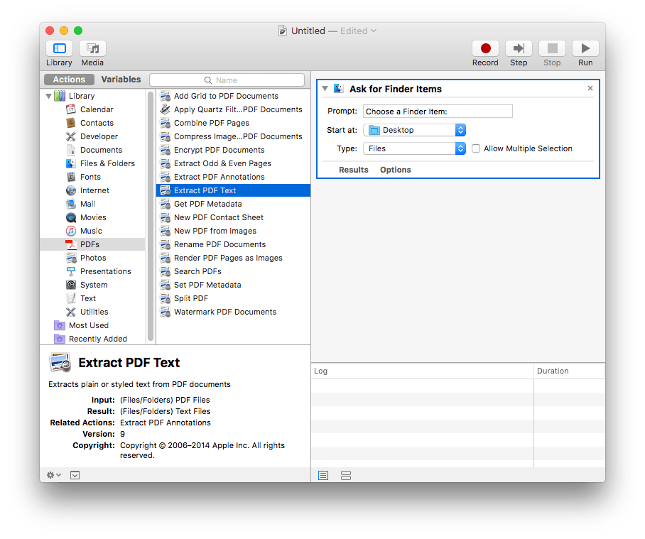 automator cannot convert pdf to excel 