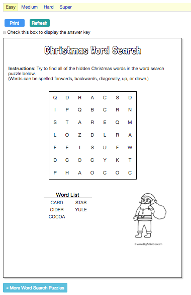 word search big activities