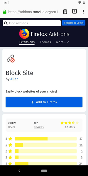 block site on firefox