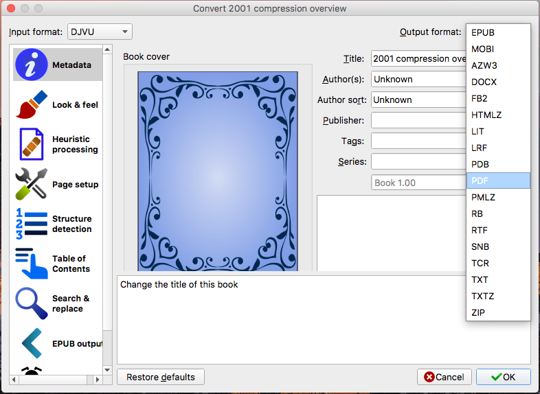 export calibre library into different format