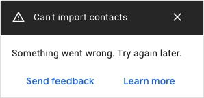 the Can’t import contacts error message