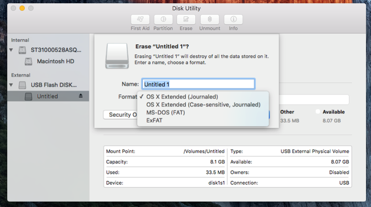 erase disk using disk utility mac