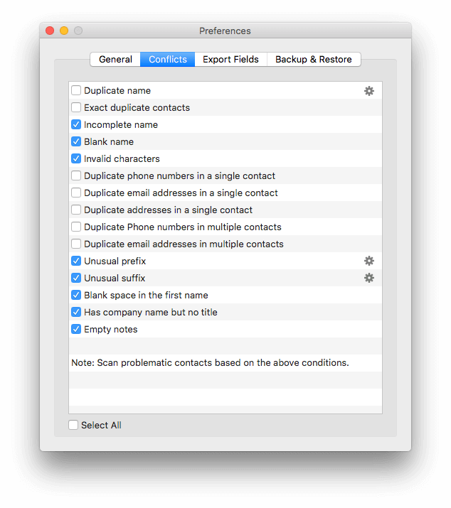 a list of possible types of incomplete or incorrect contact details