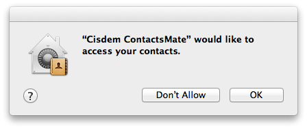 a dialog box asking for access to contacts