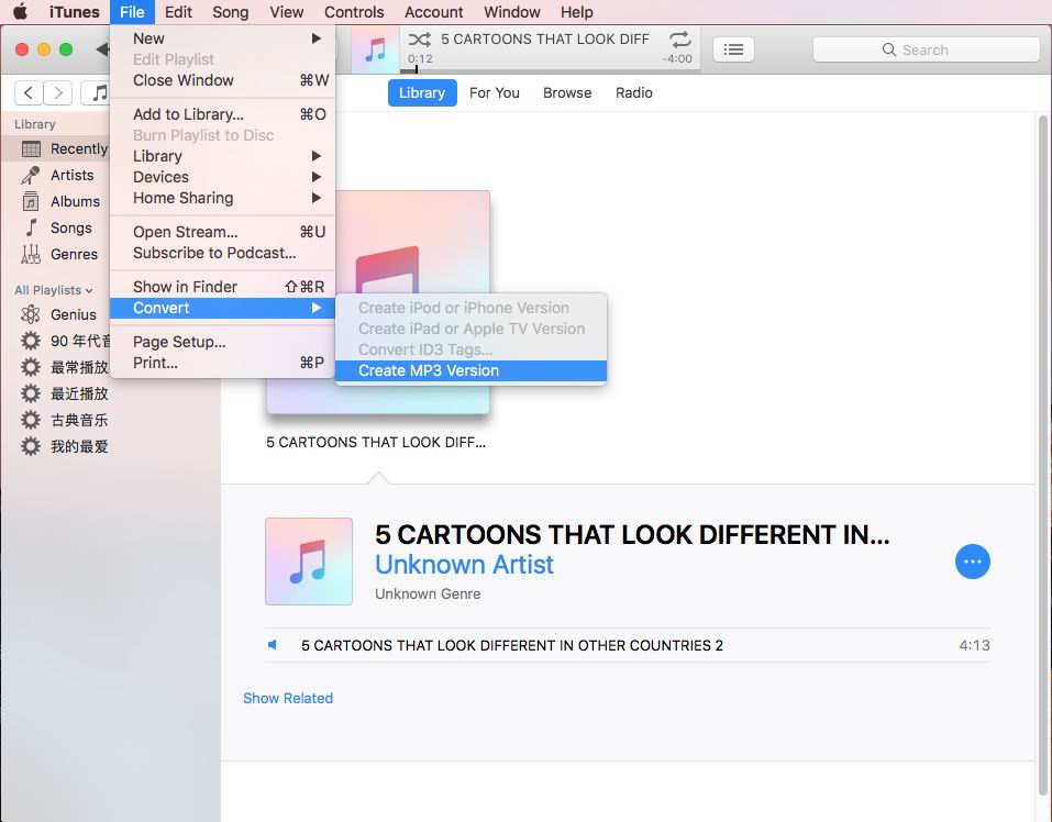 convertir mp4 en mp3 sur mac avec itunes