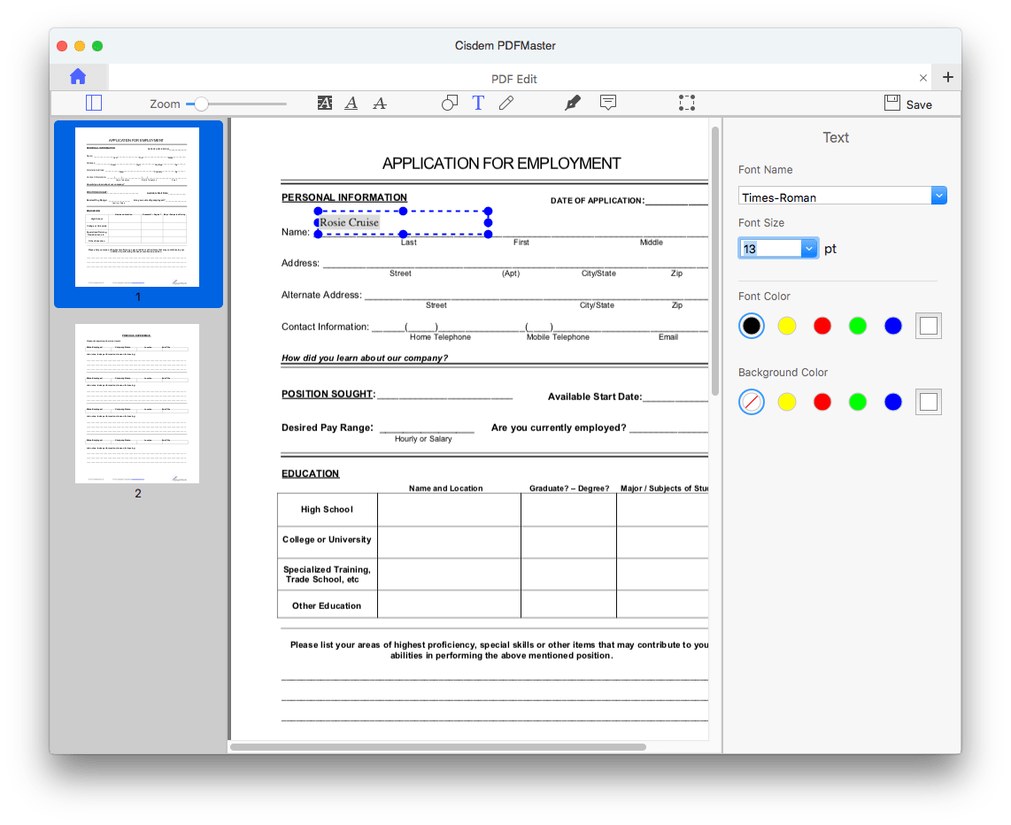 create forms in pdf