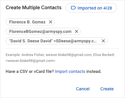 create multple contacts